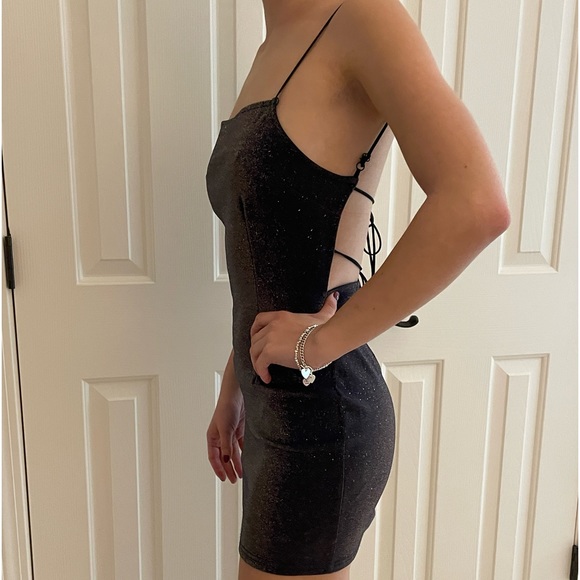 Urban Outfitters blackish brown metallic strap mink dress XS - Picture 1 of 8